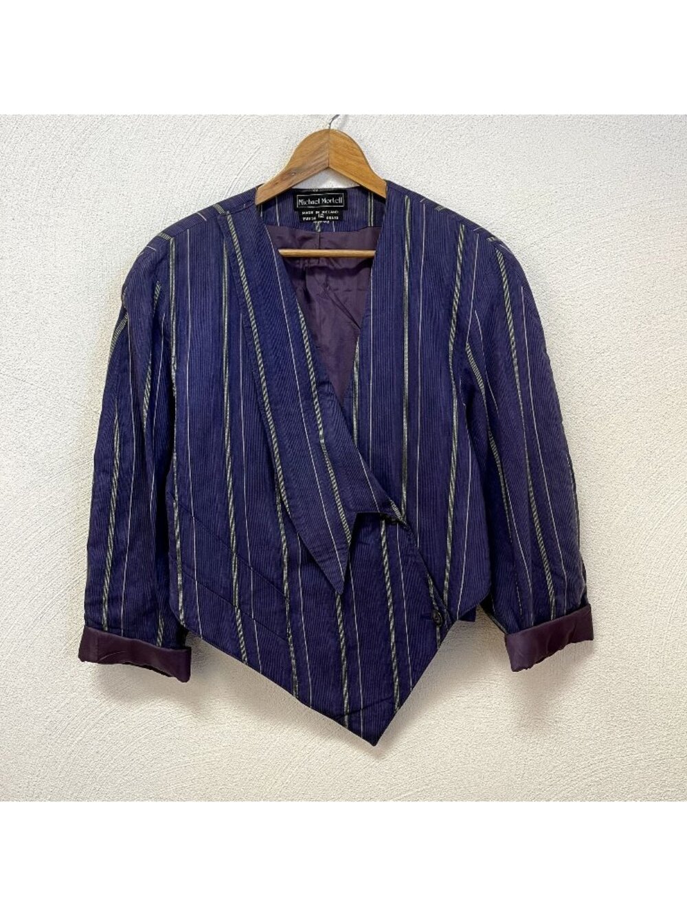 VTG Michael Mortell Purple Pinstriped Funky Blazer Made In Ireland sz 10